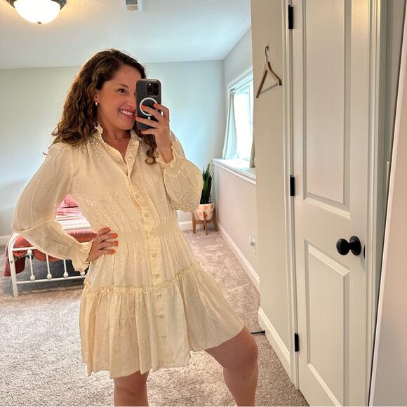 NWT Hunter Bell White Silk Joplin Mini Dress Powder Leopard Small - Picture 5 of 12